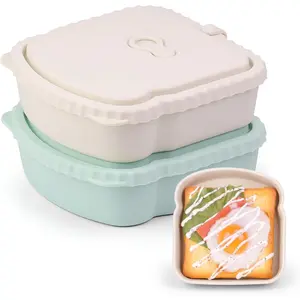 2 Pack Sandwich Containers,  Snack Containers with Airtight ,  Toast-Shaped Sandwich Box, , Dishwasher Safe,  Storage Containers for Snacks & Fruits (A)