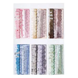60 sheets of hollow strip lace material sticker white kraft paper material vintage style DIY decoration material notebook edge sticker