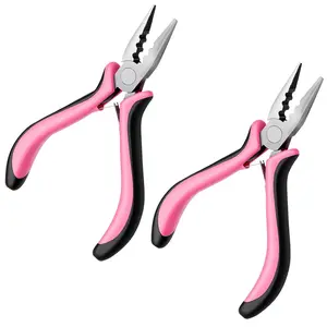 2 count Hair Extension Pliers 3-Hole Mini Pliers Hair Extension Tools for  and Nano Ring Opener and Removal Hair Tinsel & Beader Tool ()