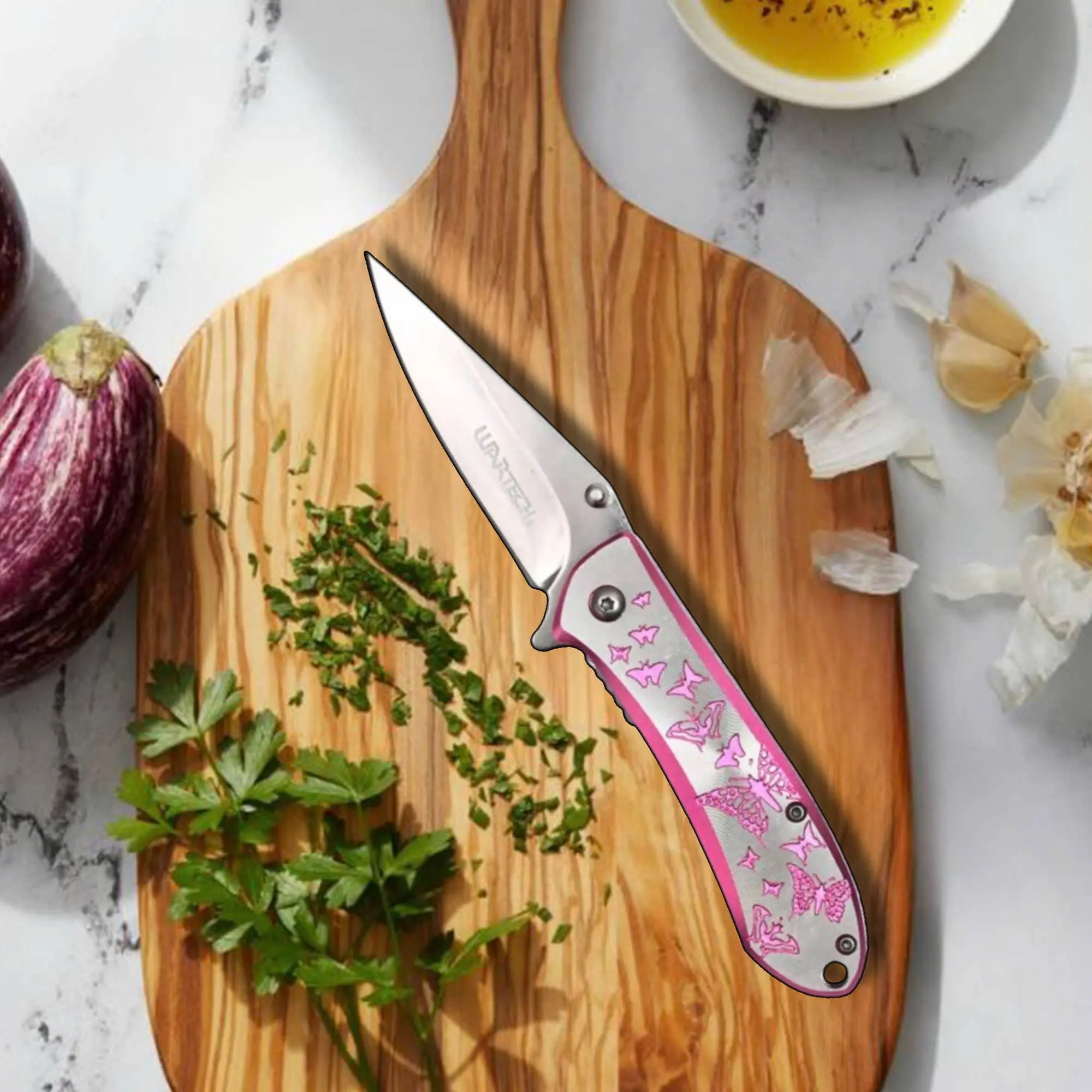 Ladies Pink Knife 7" Chef's Knife High Carbon Steel Blade Mother Day, Gift for Mom, Wife, Girlfriend , Sister