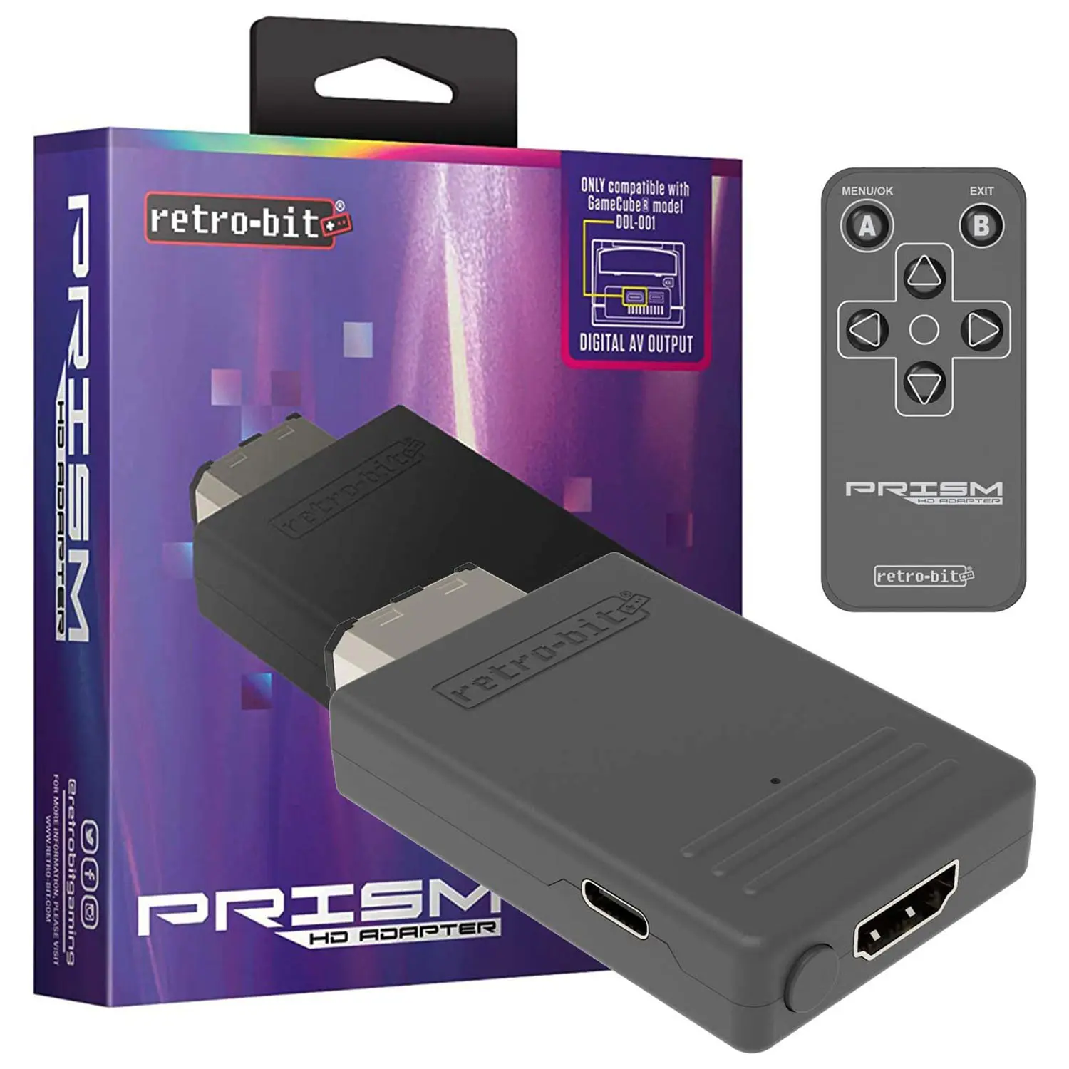 Retro-Bit Retro Prism HDMI Adapter for GameCube 1080P AV to HDMI Converter
