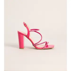 Glam Strut Rhinestone Strappy Block Heels