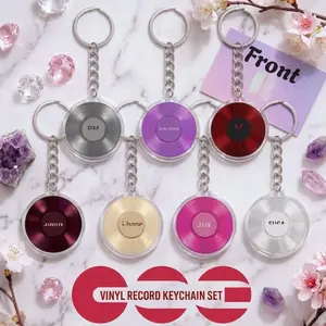 Vinyl Record 7 Acrylic Keychain – Purple Double-Sided Keyring for Army Fans, Ariang Album-Inspired Design, World Tour 2026 Outfit Accessory