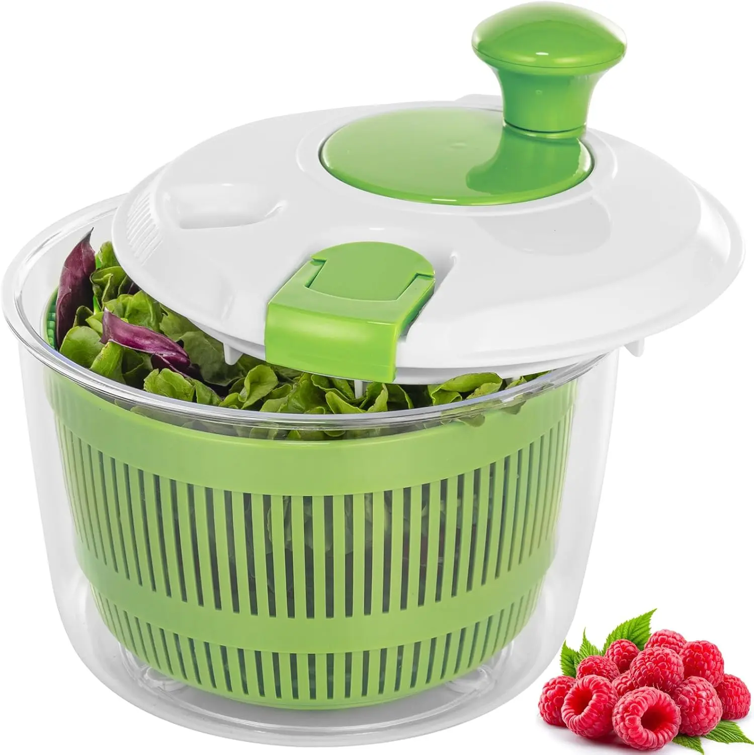 Salad Spinner, Fruit and Vegetable Washer, Spin and Dry Salad Greens, 3 QT Lettuce Spinner with Bowl and Mesh Basket