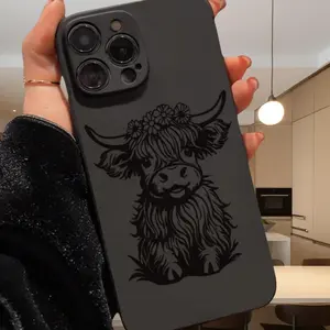 Cute Highland Bull Pattern Phone Case, Decorative Protective Phone Protector Cover, Phone Accessories Compatible with iPhone 6 7 8 X 11 12 13 14 15 Pro Max, Casing, Smartphone