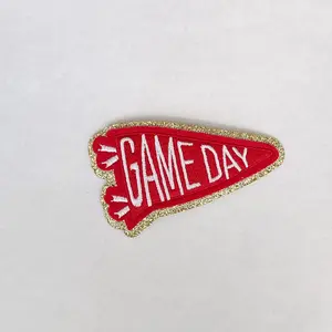 Iron on Patch, Game Day Pennant Patches, Red Pennant Patch, Cheerleader Patch, Foot Ball Patch, Patch for Customizing Jacket and Hat