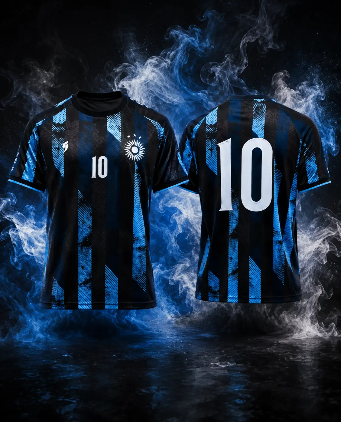 La Pulga Heritage Soccer Jersey – Black Blue No.10 Football Fan Shirt, Unisex Short Sleeve 2026 Fan Edition