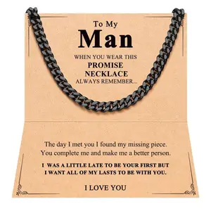 Stainless Steel Mens Cuban Link Chain 20 Inches Promise Necklace for Him Men Boyfriend Husband Son Brother Valentines Day Anniversary Christmas Birthday Gift Ideas