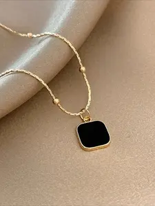 Fashion Trendy Geometric Pendant Stainless Steel Necklace, Casual Simple Women Daily Commute Versatile Elegant Gift, Dainty Necklace, Modern Fashion Accessories