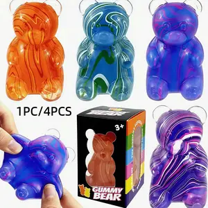 1/4 Pack Marbled Gummy Bear - Sensory Fidget Toy, Jelly Filled, Squeeze Toy, Stress Relief, Anxiety Relief, Decompression Toy, Birthday Gift, Gift Bag Filler