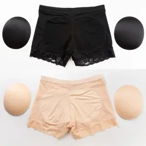 Women's Contrast Lace Butt Lifter Padded Shapewear Boyshorts, Tummy Control Hip Enhancer Underwear for Daily Wear