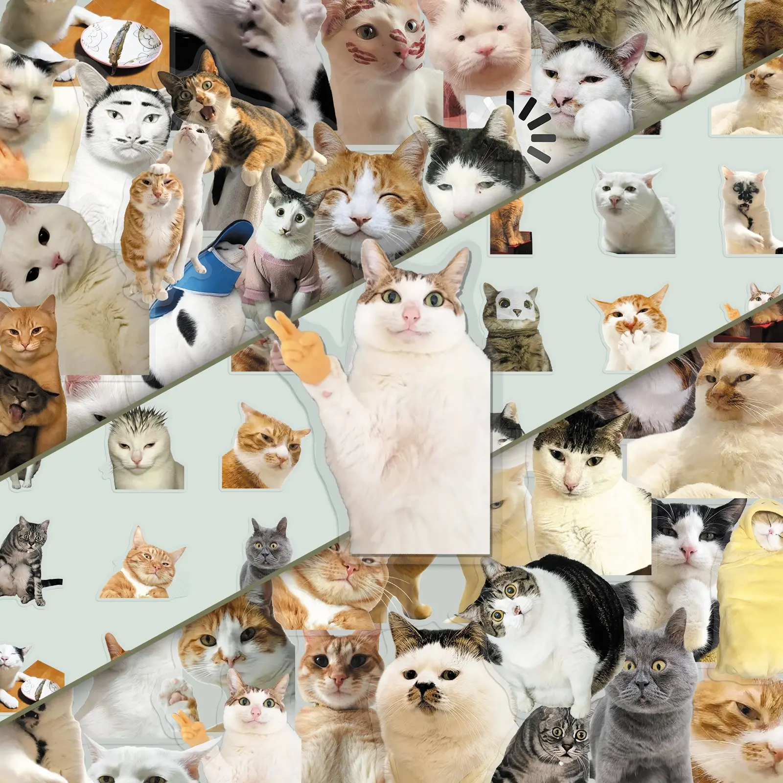 100 sheets of two sets repeating Hachimi cute kitten abstract funny personality creative decoration DIY stickers