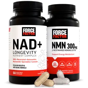 FORCE FACTOR NAD+ with Resveratrol, Astaxanthin, Spermidine & Luteolin Complex, NAD to Support Healthy Aging & FORCE FACTOR NMN Supplement, Nicotinamide Mononucleotide to Support Healthy Aging, Boosts NAD+ Levels