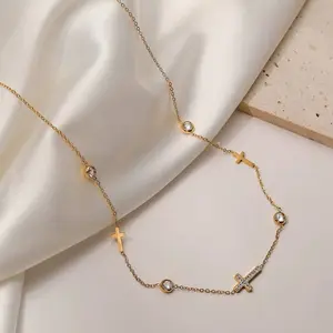 18K STAINLESS STEEL TARNISH FREE CROSS NECKLACE