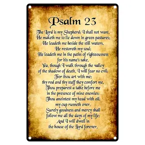 1pc, Psalm 23 - Vintage Wall Decor Metal Aluminum Sign, Inspirational Wall Art Metal Sign, Rustic Scripture for Living Room Decor, Home Decor, Office Decor, 8*12Inch (20*30Cm)