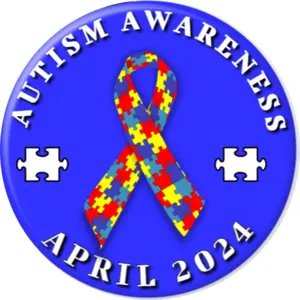 Angel Buttons 2.25 inch pin-back button Autism Awareness Moth