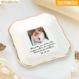 Personalized Mom Photo Jewelry Dish,mothers day gift ideas, Ceramic Trinket Tray Gift for Mom, Thank You Grandma, Birthday Ring Dish Gift, Mom Gift from Daughte. Custom Text Add Note Or Send Message