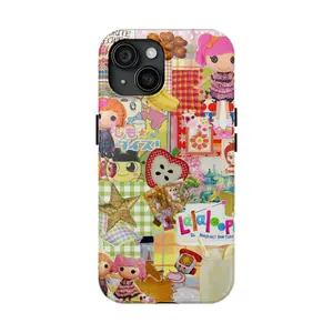 Cute Lalaloopsy Phone Case, Sew Magical, Sew Cute, Kawaii Doll Aesthetic Cover Phone Case for Phone 16 15 14 13 12 11 & Samsung S25 S24 S23 S22 S21 - Cartoon Collage Protective Cover with Glossy Finish & Impact Absorption