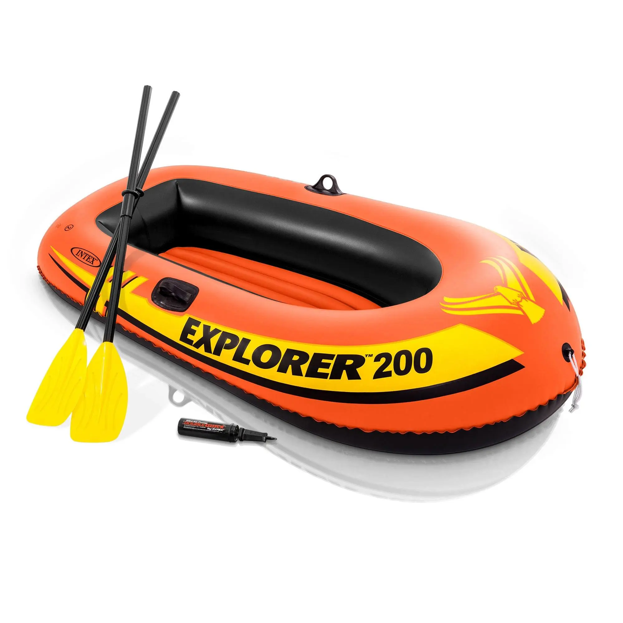 Intex Explorer 200 Inflatable 2 Person River Boat Raft Set with 2 Oars & Pump Intex Explorer 200 Inflatable 2 Person River Boat Raft Set with 2 Oars & Pump