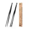 BUNDLEPRO 2-Design Stainless Steel Kitchen Tweezers Set - 10in/12in Reach, Sturdy Fine-Tooth Hold, Narrow-Space Tip Long Handle Tongs for Grill, Barbecue Accessories