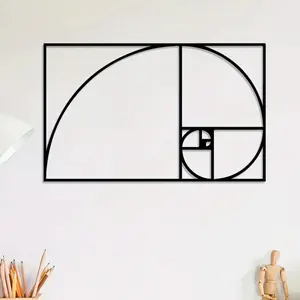 1pc Fibonacci Spiral Metal Wall Art - Vintage Iron Powder-Coated Black Geometric Design, Classroom & Home Decor, Christmas Gift for Math Enthusiasts, Educational Decor, Modern Aesthetic, Sleek Finish