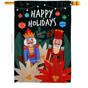 Ornament Collection  28 x 40 in. Holidays Nutcracker House Flag with Winter Christmas Double-Sided Decorative Vertical Flags Decoration Banner Garden Yard Gift, Print, Hanging, Weatherproof, Outdoor Hang
