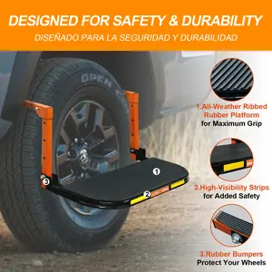 Sekam Adjustable Tire Step for Pickup Trucks & SUVs Heavy-Duty Folding Climber Step Fits 12.5"–15" Tires 350 lbs Capacity Must-Have Truck Accessory