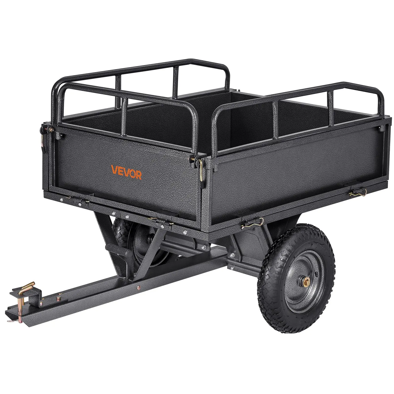 【Summerfinds】VEVOR Garden Utility Trailer, 10 Cu. Ft & 500lbs Capacity, ATV UTV Hauling Trailer, Tow Behind Steel Dump Cart with 14" Tires, Hand Pull or Foot Pedal, Heavy Duty Yard Trailers for Lawn Mower Tractor, Heavy Duty Wagon, Outdoor