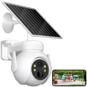 Solar security camera wireless outdoor, solar powered, 360° color night vision, PIR motion detection, alarm, color night vision, two-way talk, SD/ cloud storage