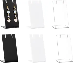 6pcs Earring Holder L-Shape Earring Organizer 3 Colors Jewelry Displays Holders Acrylic Necklace Stand for Necklace Jewelry Dangling Slant Back Display Marketing (1.3 x 1.7 x 3.4 Inch)