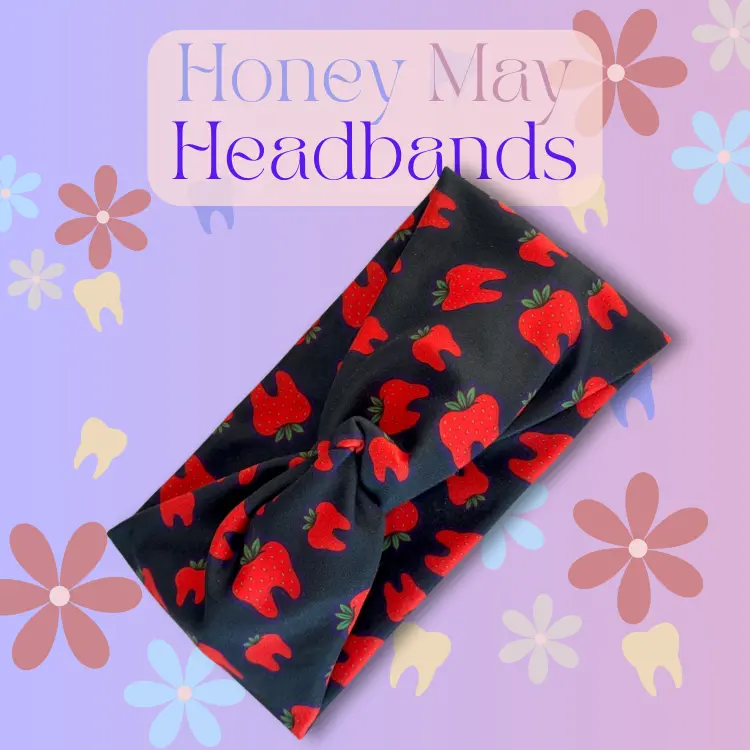 Strawberry Teeth Knotted Headbands- 4 Inch- Buttons NOT Included***