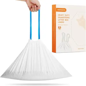 MeoWant Cat Litter Box Liners, Drawstring Receptacles Bags Thickened Waste Bag for MeoWant MW-SC01/MW-SC02 Automatic Cat Litter Box, 20pcs