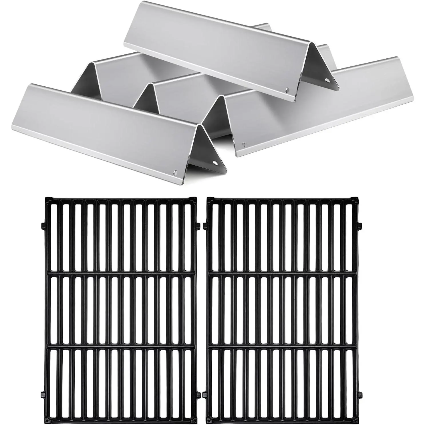 Spirit 7638 Cast Iron Grill Grates for  Spirit E-310 E-320 S-330 Spirit II E310 S310 E315 Gas Grills Spirit II 300 Series with Front Mount Control 7636 Stainless Steel Flavorizer Bars
