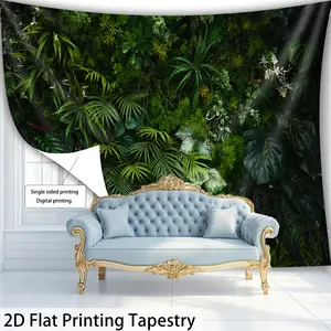 2D Flat, [ 2D Flat Printing] 1pc- Ultra Large Size- Vibrant Tropical Plants - HD Digital Printing Huge Tapestry- Polyester- Home Decoration- with Free Hanging Clips, 2D Flat