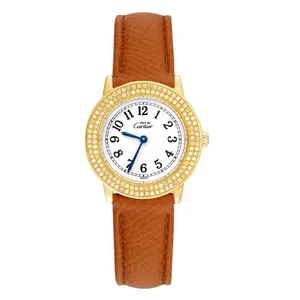 Cartier Must de Cartier Ronde 18K Gold over Silver 27mm Vermeil Custom Diamond Bezel Quartz W1008843 WHT023933