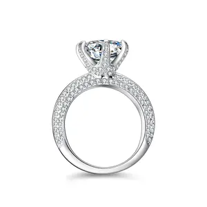 VVS1 D 925 Silver 3CT Luxury Custom Unique Engagement Moissanite Diamond Engagement Rings