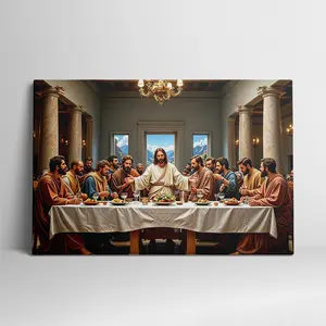 1 Piece Wooden "The Last Supper" Artwork Print Backdrop Banner - Exquisite Polyester Home Decor, Suitable for Weddings, Ideal for Room, Home and Garden Year-Round Wall Decor