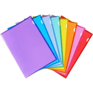 16 Pack Clear Plastic Folders Sleeves Transparent Poly Jacket Sleeves for Paper Documents 8 Assorted Colors