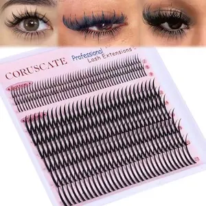 CORUSCATE Lash Clusters with Spikes Ultra Long 12-22mm Lash Spikes 7-9mm Bottom Lashes Supply Cluster Eyelash Extensions For Pros Multi-Eye Lash Styles DIY Eyelashes for Manga/Spiky/Mega Look