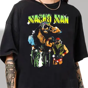 WWE Macho Man Randy Savage Collage Adult T-Shirt WWE Merchandise, Classic Wrestling Jersey, Vintage Wrestling Tees Shirt