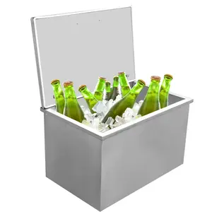 Premium Drop-In Ice Chest with Lid | Stainless Steel Ice Cooler for Outdoor Kitchens | Heavy Duty Commercial Ice Bin with Drain Kit for Beer, Wine & Cocktails