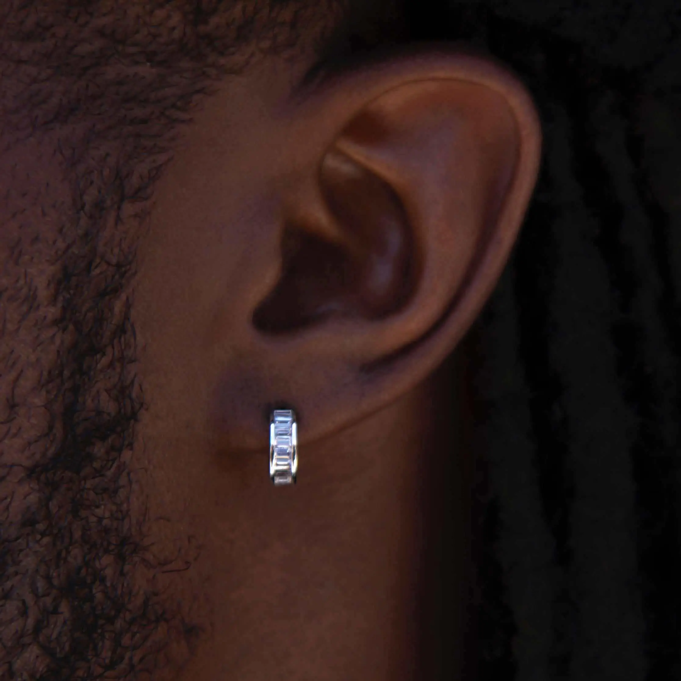 GLD Baguette Hoop Stud Earrings in White Gold - Perfect Gift #tiktokshopsummersale