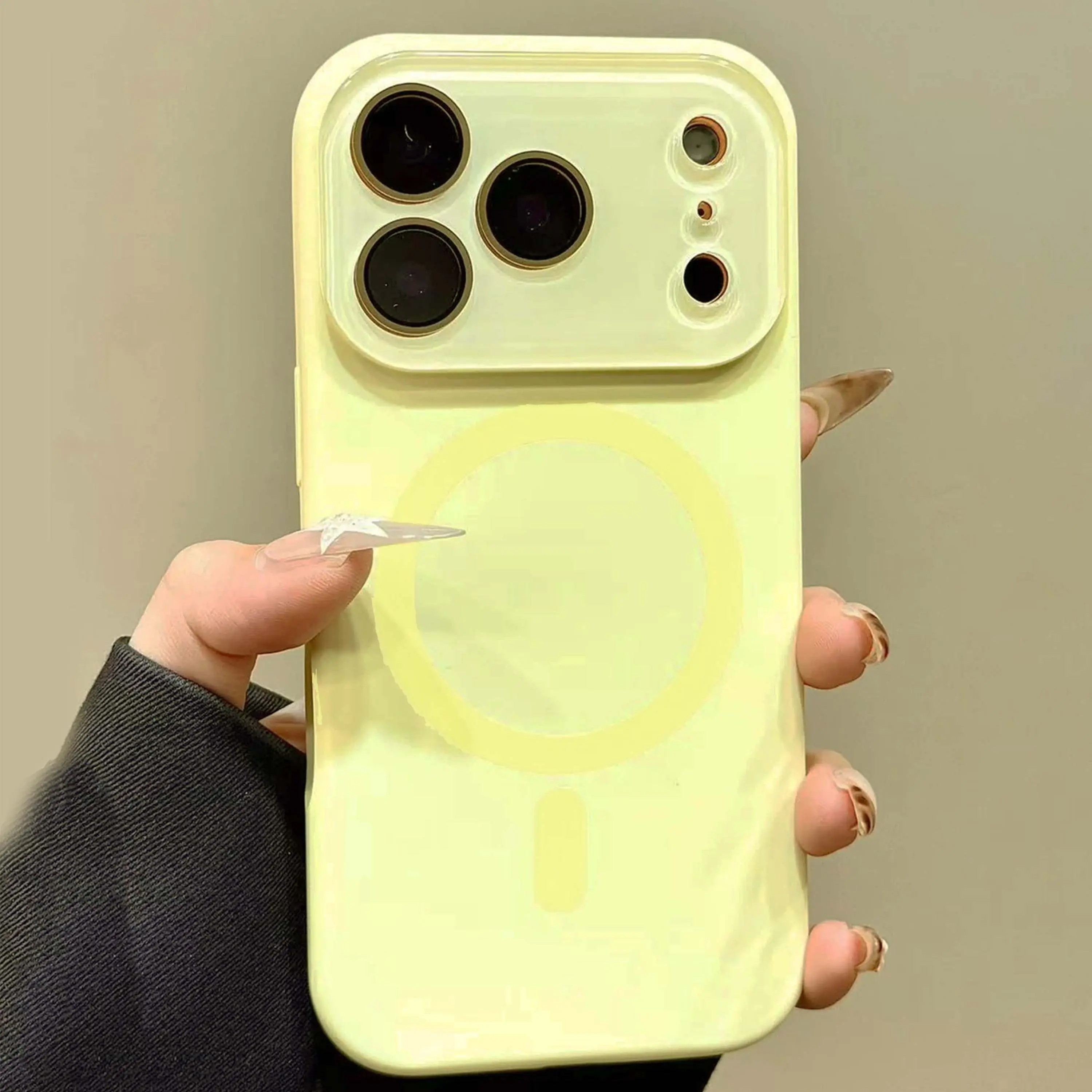 Big Ring Magnetic Silicone Case with Camera Protection Soft Shockproof TPU, Strong MagSafe Grip, Smooth Finish Phone Cover for iPhone 17 Pro Max 16 15 14 13 Pro Max