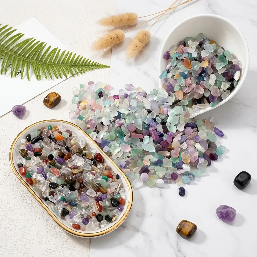 [Live Auction Chip ]100g Mixed Crystal Chips Colorful Polished Stones for Indoor Plants Fish Tank Jewelry Making Home Decor, Perfect for Aquariums & Crafts, Fish Tank Decorations, Aquarium Supplies