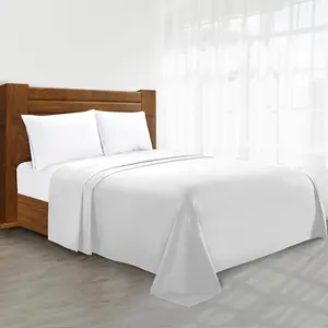Hotel Luxury Flat Sheet Only, Soft Top Sheet Flat Bed Sheets USA Size Queen