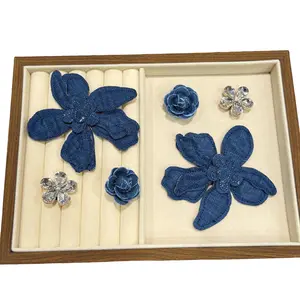 6PCS Shoe Charm Set Blue Fabric Flower DIY Shoe Accessories for Birthday Party Creative Diy Shoes Decoration, Cute Cartoon Shoe Decoration, Fashionable Shoes Decorations For Women & Girls