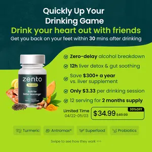 [Zento Recover] Hangover Recovery Supplement with Antrodia Cinnamomea Mushroom | Clinically Studied Ingredients | Probiotics, Antioxidants, Vitamins, Minerals, Superfoods | Full-Body Recovery  | Non-GMO | 12 Servings/24 Capsules