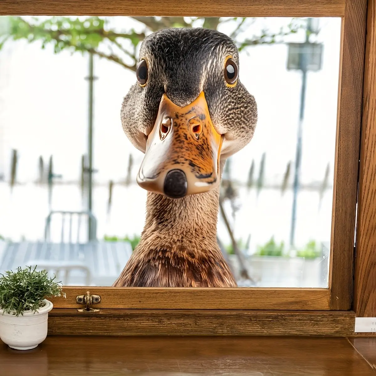 3D Funny Duck Window Sticker, Animal Glass Decorative Decal, Living Room Bedroom Window Beauty Decoration, Creative Humorous Wall Sticker