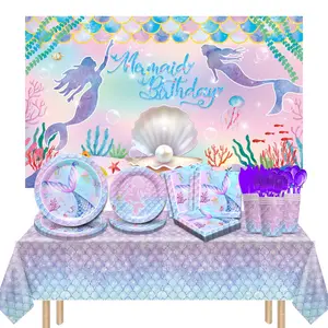 Mermaid Party Decorations, Birthday Party Supplies For Girls, Equipped With  Tablecloth, Backdrop Banner, Paper Plates, Napkins, Paper Cups, And Knives, Forks, Spoons, Suitable For Birthdays, Baby Showers, Graduation Season