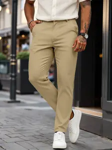 Men's Casual Business Pants, Lightweight Plain Straight Leg Long Trousers, Versatile Office Wear, Stylish Men's Clothing for Daily Use, Casual Comfy Trouser